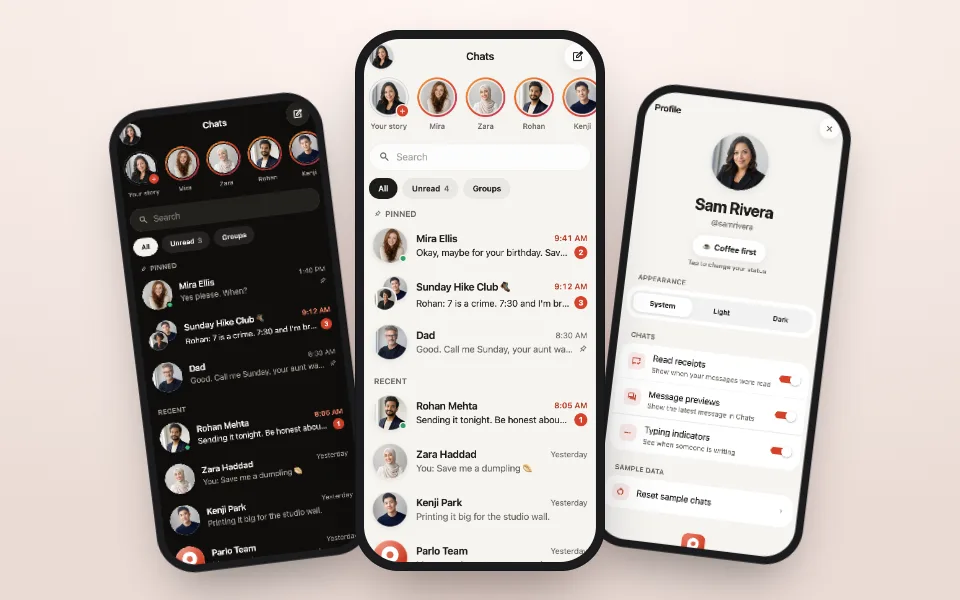 Parlo chat app template