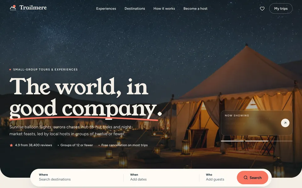 Trailmere travel booking template